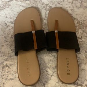 Thong flip flop black brown sandals flats sz 11